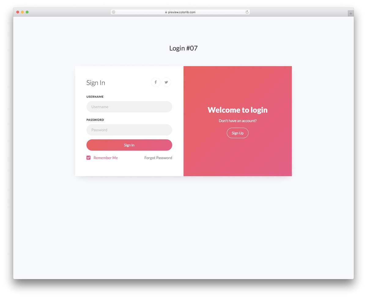 login form v17